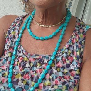 Handmade faux turquoise necklace and matching earr